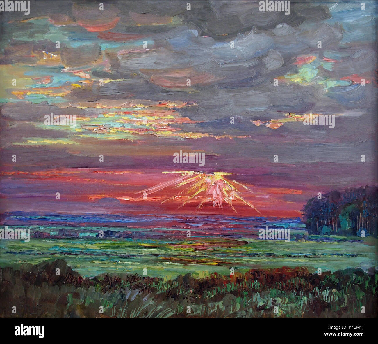 Fotocamere digitali Olympus 15 Albert König Sonnenuntergang ü flacher Landschaft 01 Foto Stock