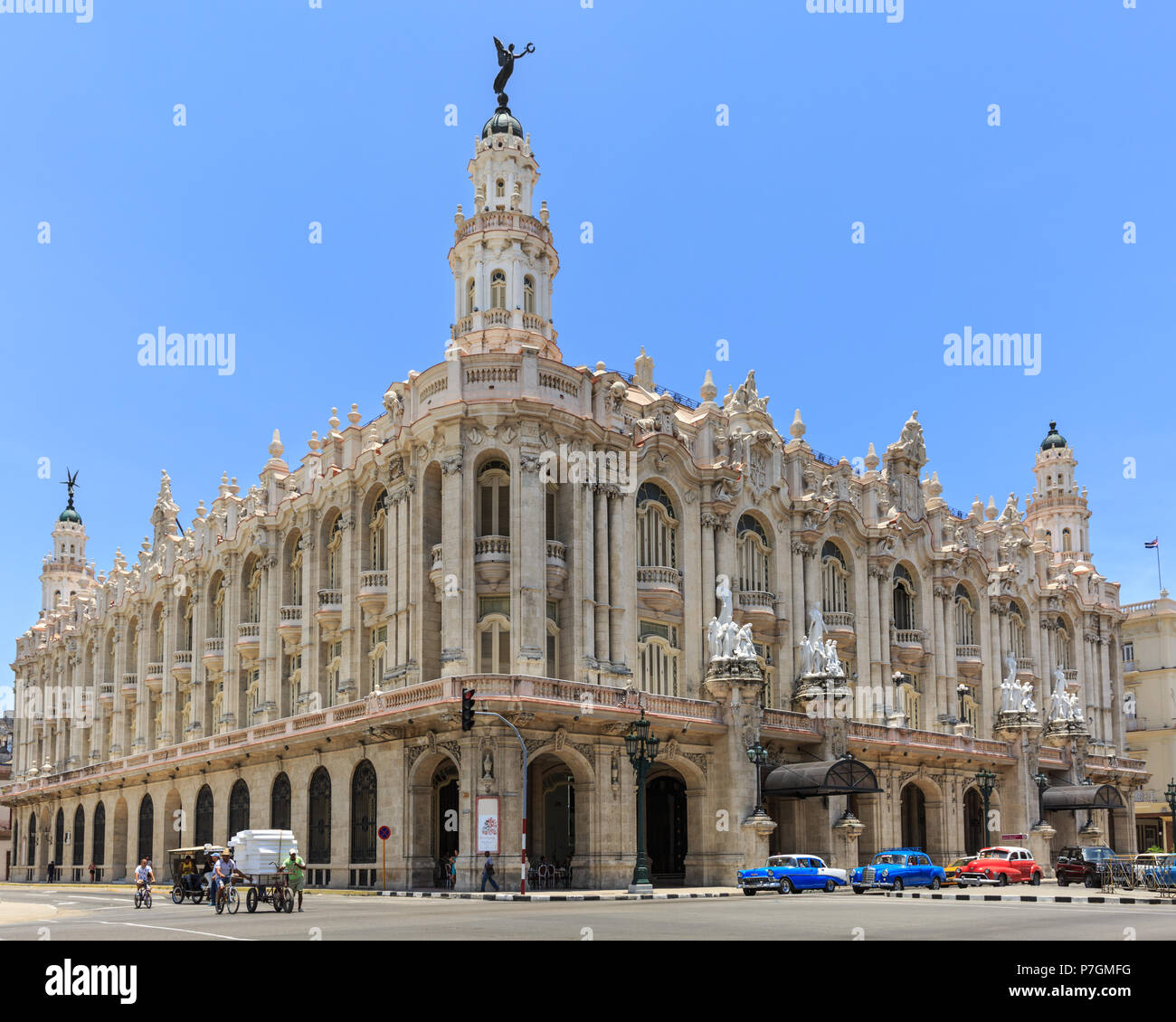 Il Gran Teatro de La Habana Alicia Alonso, galiziano, Centro nazionale cubana Ballet home, Paseo del Prado, Paseo de Marti, Havana, Cuba Foto Stock