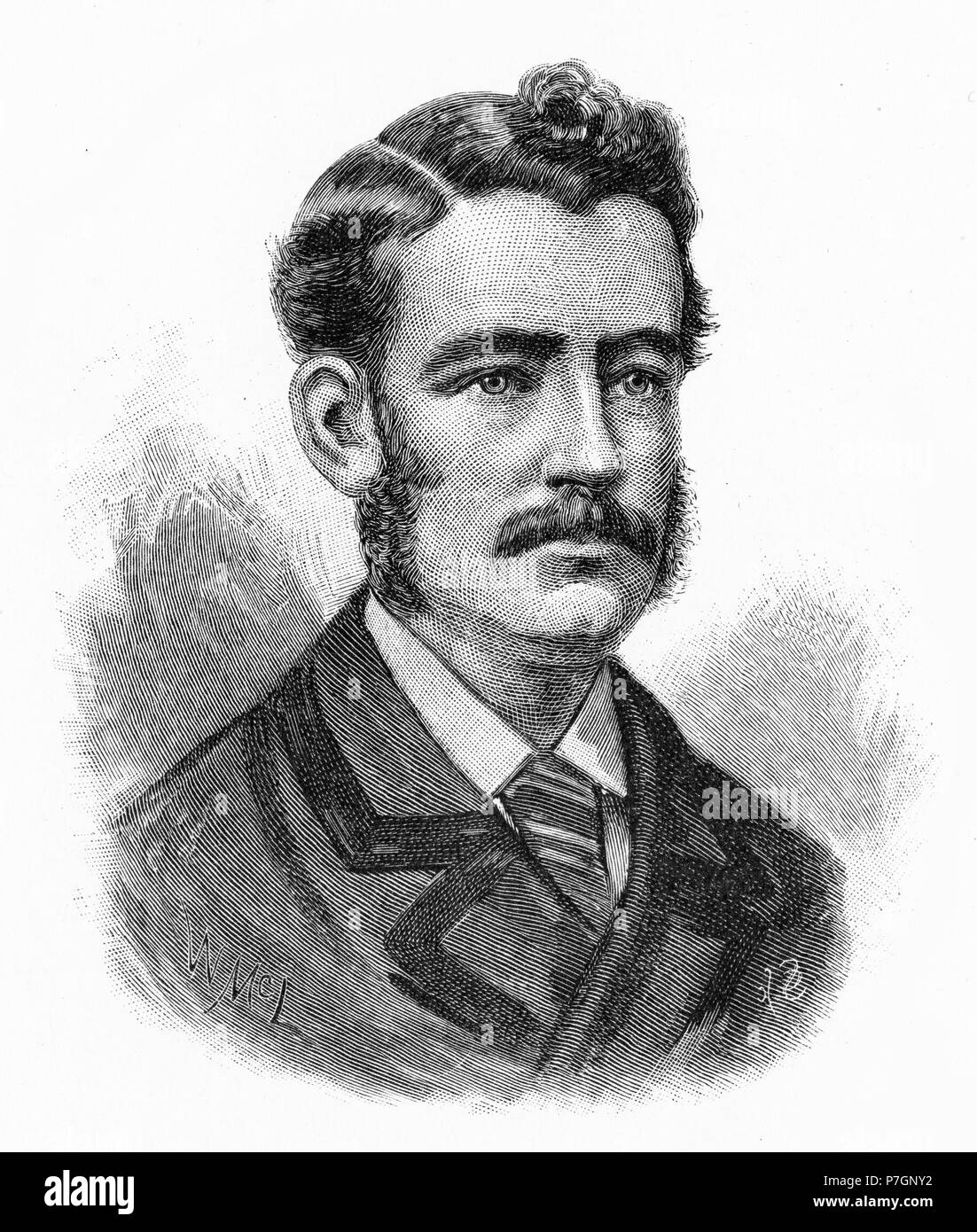 Incisione di William Christie Gosse (1842 - 1881), esploratore Australiano, che ha riempito in molti dettagli nella mappa centrale. Ha chiamato i Musgrave gamme e Ayers Rock. Dal pittoresco Atlas dell Australasia Vol 2, 1886 Foto Stock