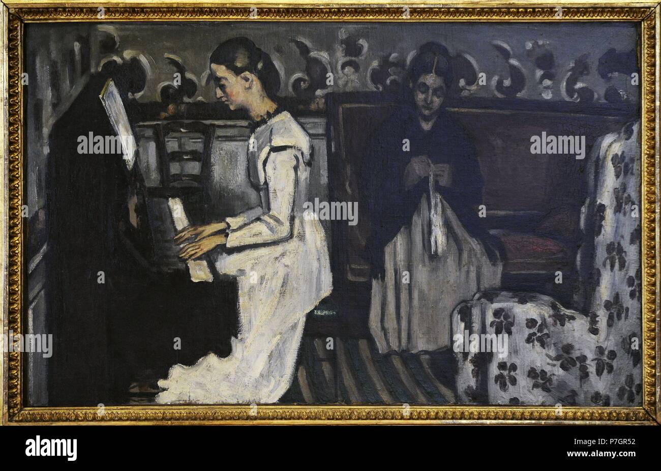 Paolo ce_zanne (1839-1906). Pittore Francese. Ragazza al pianoforte (Overture to Tannhauser), ca. 1868. Olio su tela. Lo stato Museo Hermitage. San Pietroburgo. La Russia. Foto Stock