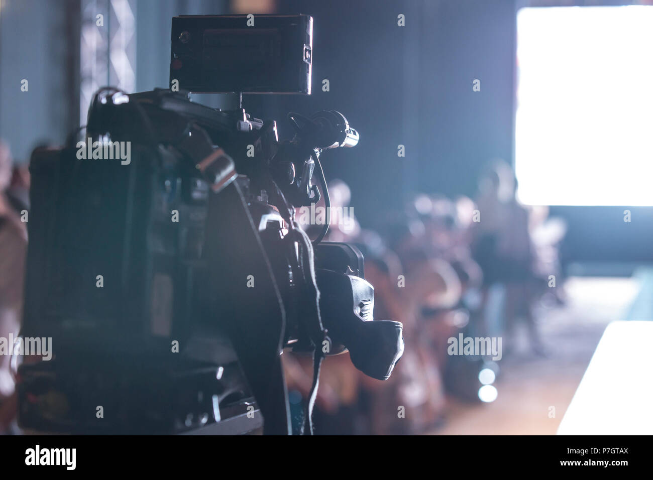 Televisione di radiodiffusione della fotocamera una mostra Foto Stock