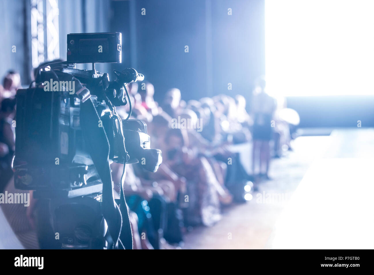 Televisione di radiodiffusione della fotocamera una mostra Foto Stock