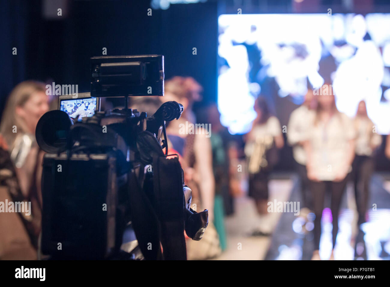 Televisione di radiodiffusione della fotocamera una mostra Foto Stock