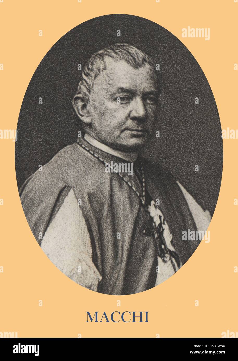 Carlo Macchi (1802-1873), Obispo de Reggio. Participó en el Concilio Vaticano I. Grabado de 1871. Foto Stock