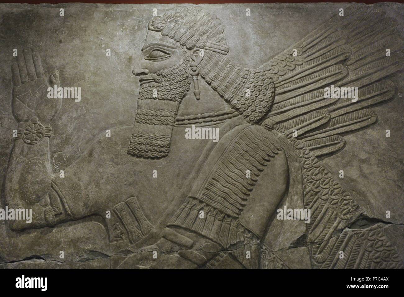 L'Assiria. Divinità alata. Sollievo dal palazzo di Ashurnasirpal II a Kalhu (Nimrud, Iraq). Lo stato Museo Hermitage. San Pietroburgo. La Russia. Foto Stock