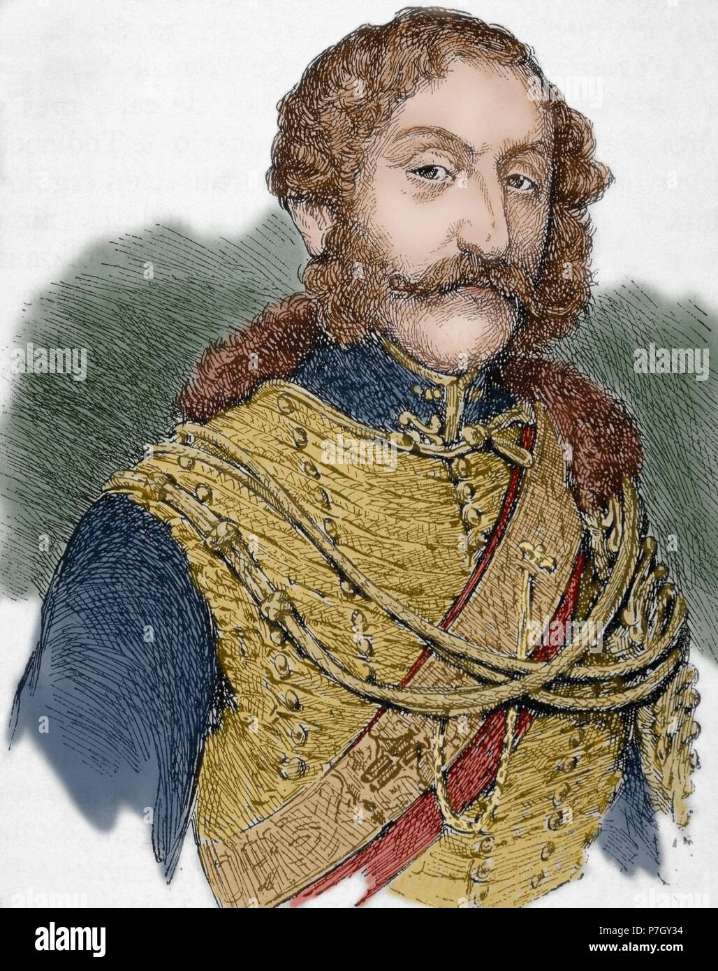 James Thomas Brudenell, 7° Conte di Cardigan (1797-1868). Ufficiale nell'esercito britannico. Ritratto. Incisione. Xix secolo. Colorati. Foto Stock