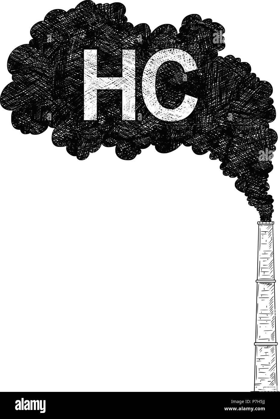Vettore di disegno artistico illustrazione del Fumaiolo, industria o la fabbrica di aria inquinamento HC Illustrazione Vettoriale