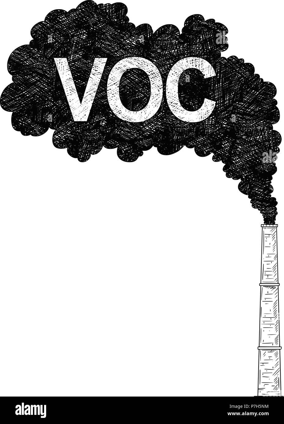 Vettore di disegno artistico illustrazione del Fumaiolo, industria o la fabbrica di aria inquinamento VOC Illustrazione Vettoriale