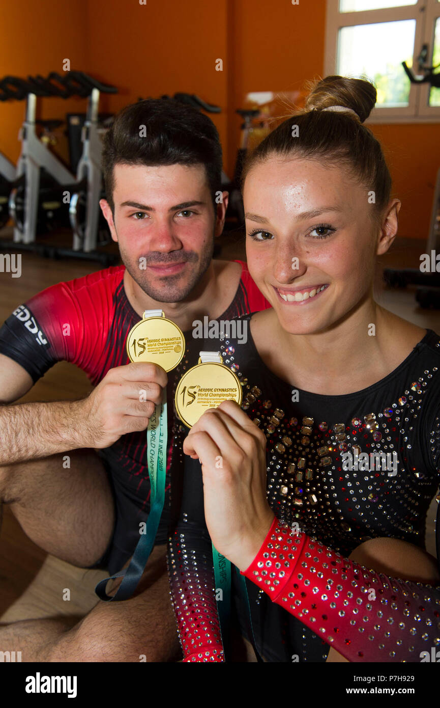Vimercate - Ginnastica aerobica, - Michela Castoldi e Davide Donati (aerobica Fusion) hanno conquistato il titolo di campioni del mondo di ginnastica aerobica a G Foto Stock