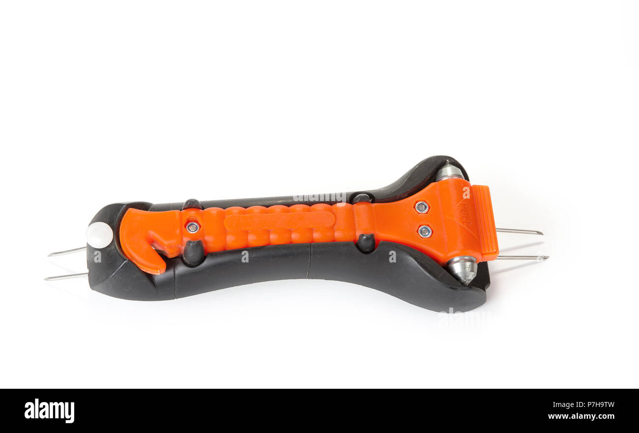 Martello di sicuro in auto sul bianco Foto Stock