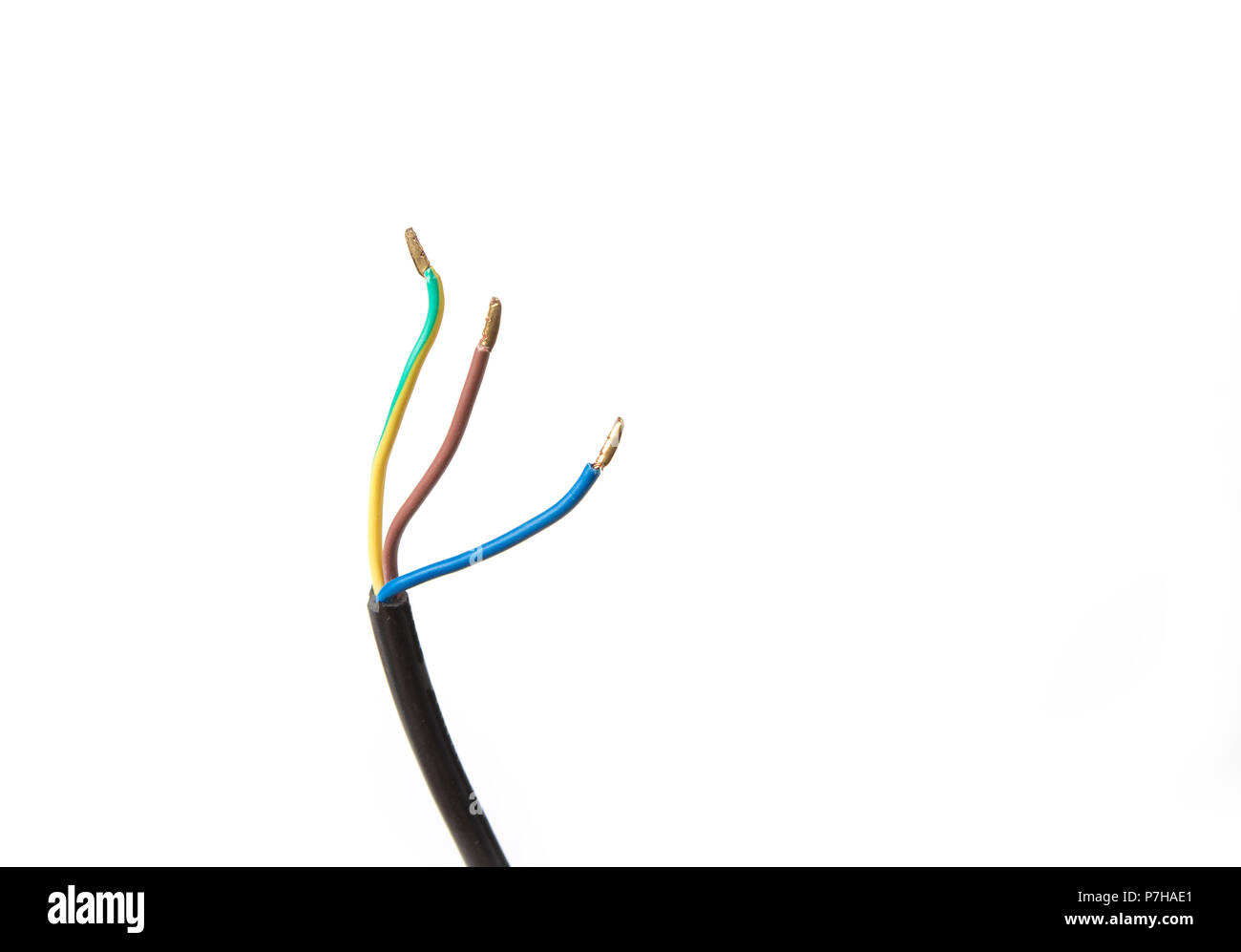 Fili elettrici isolati per il connettore su sfondo bianco Foto Stock