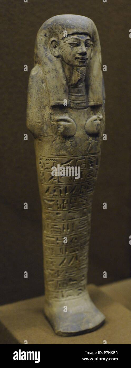 Antico Egitto. Ushabti. Statuetta funeraria. Calcare. Lo stato Museo Hermitage. San Pietroburgo. La Russia. Foto Stock