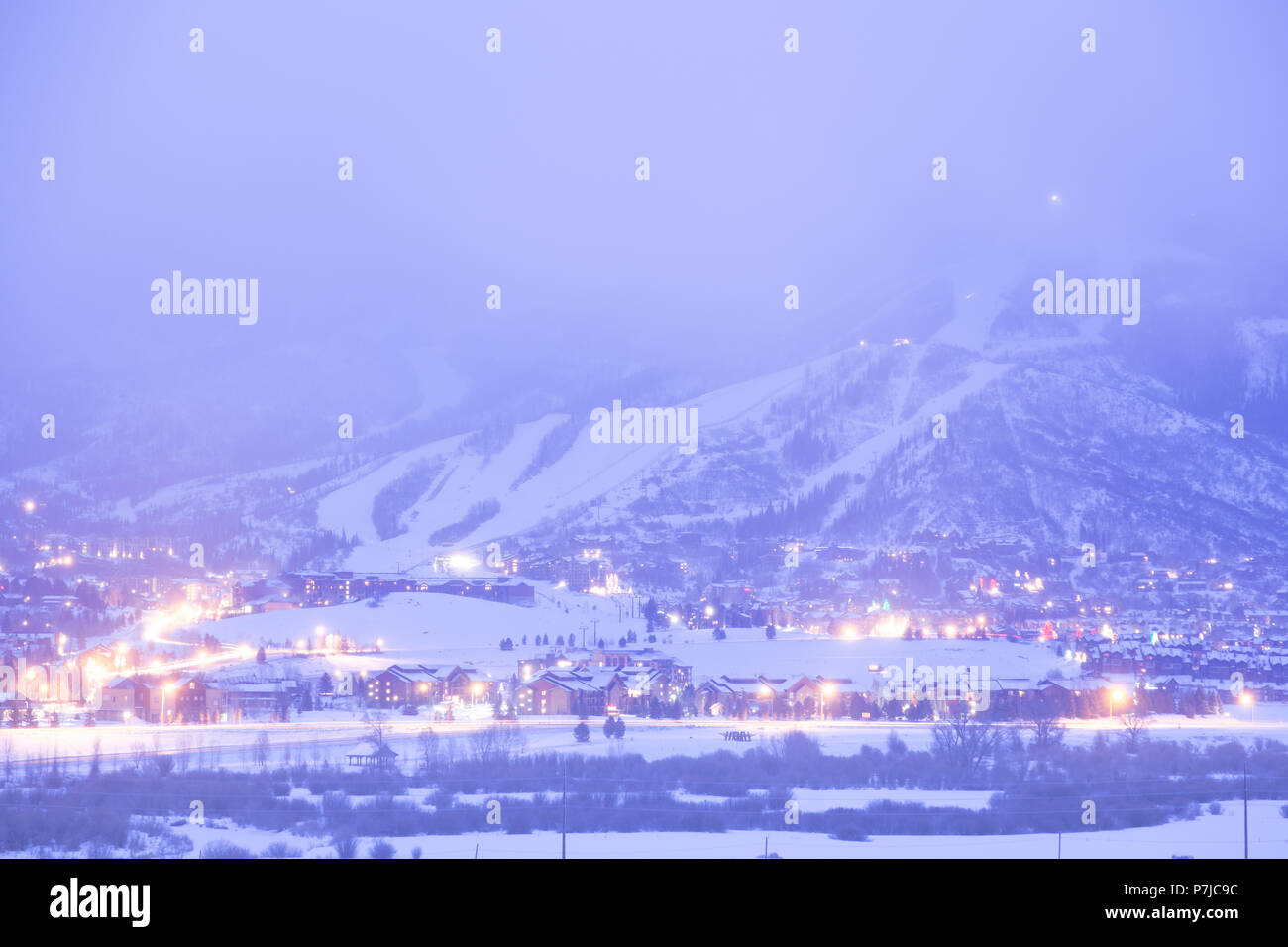 Steamboat Springs nella nebbia, Colorado, Stati Uniti Foto Stock