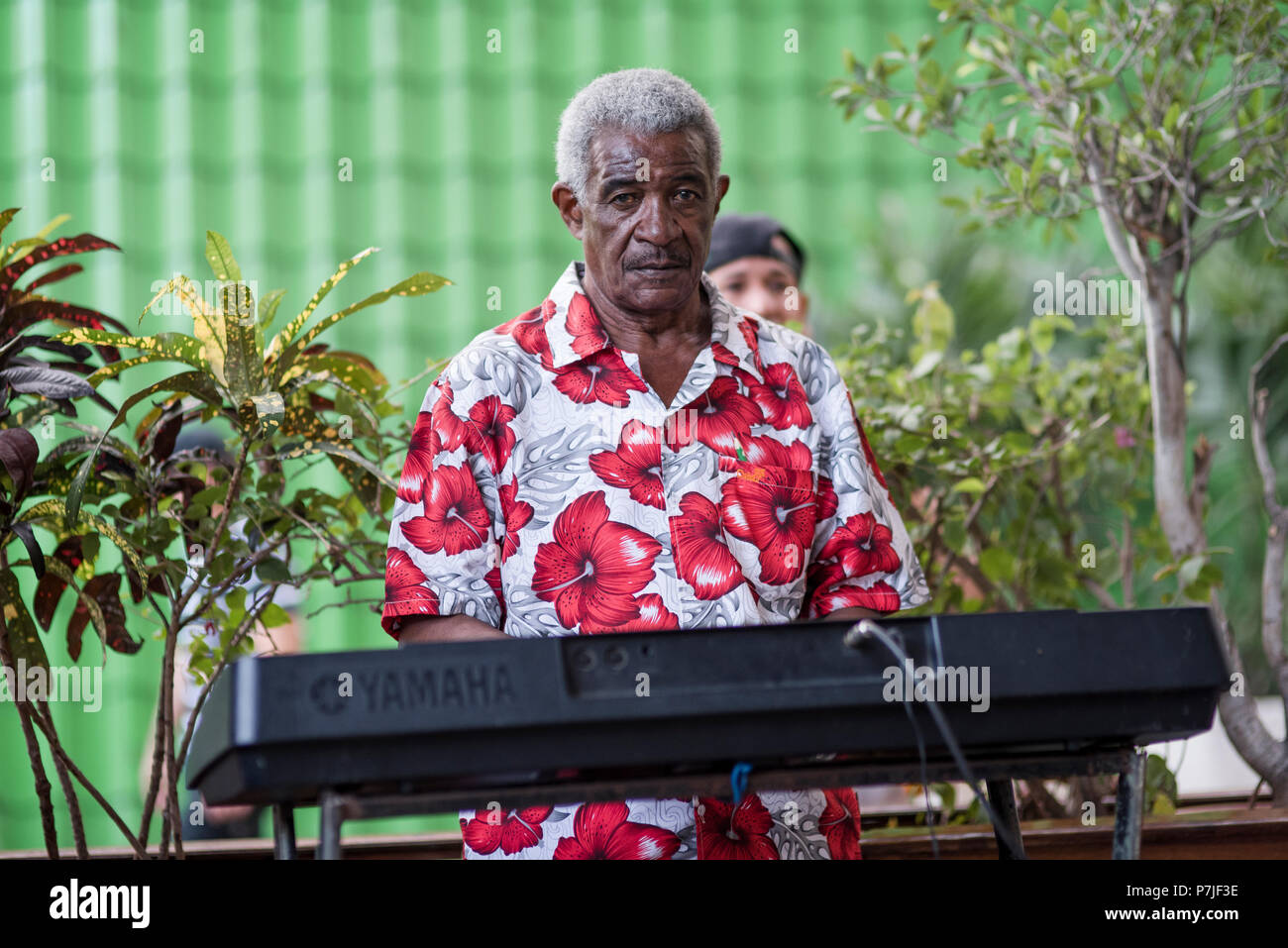 Un cubano band suona per il cliente in un bar a l'Avana, Cuba. Foto Stock