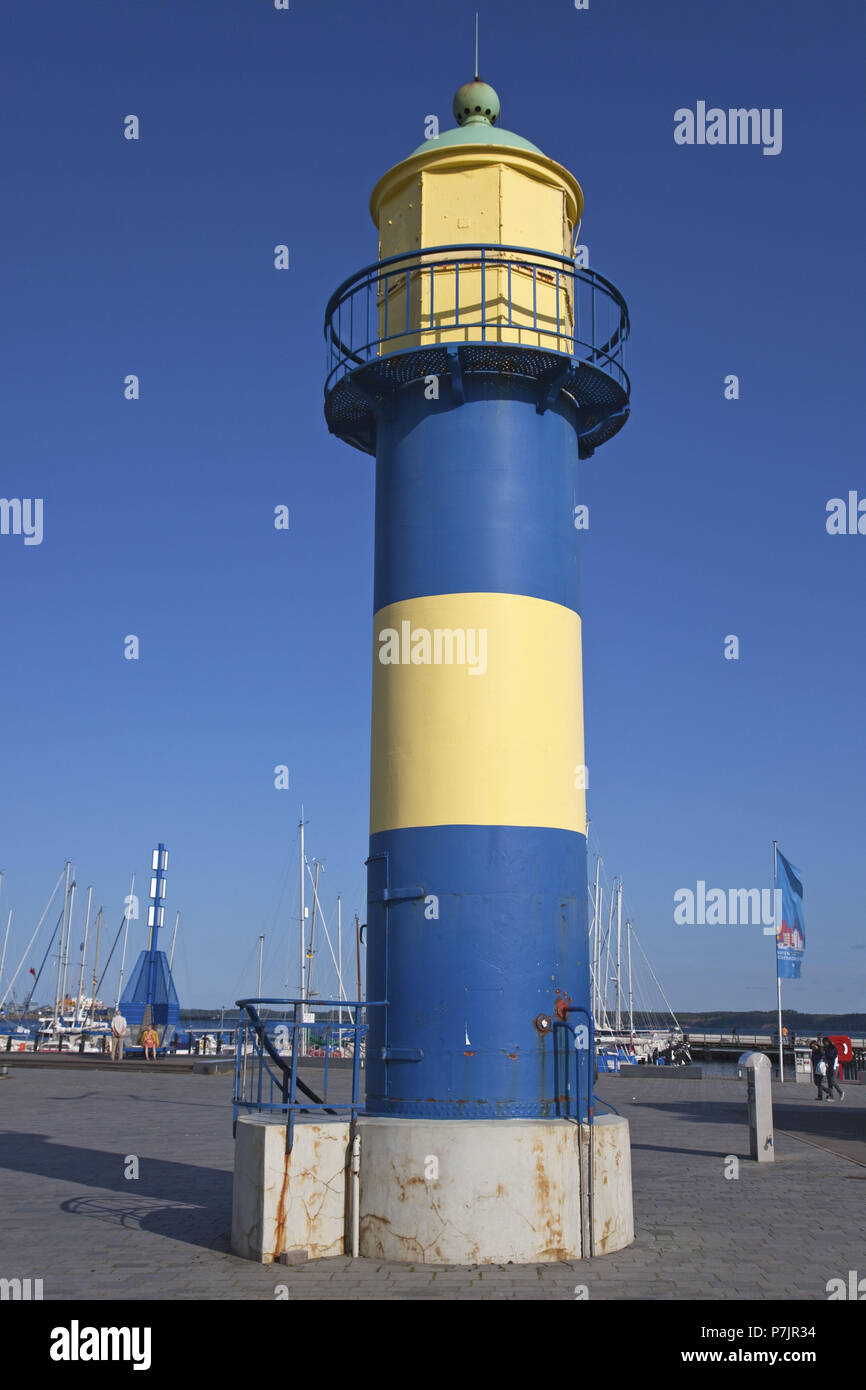 Il vecchio Eckernförder faro nel porto di Eckernförde, SCHLESWIG-HOLSTEIN, Germania settentrionale, Germania, Foto Stock