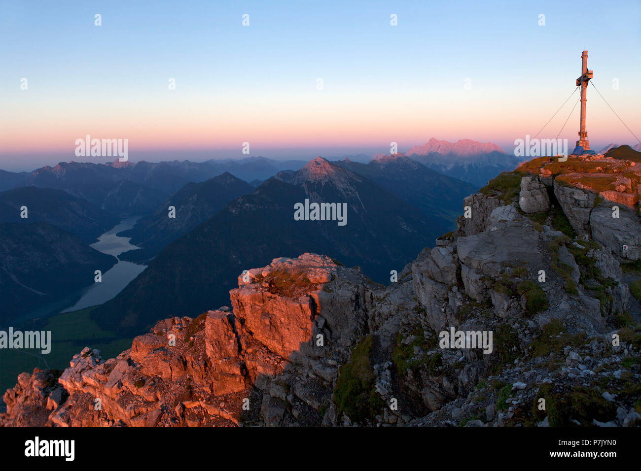 Austria, Tirolo, Ausserfern, Berwang, Abendstimmung am Thaneller Foto Stock
