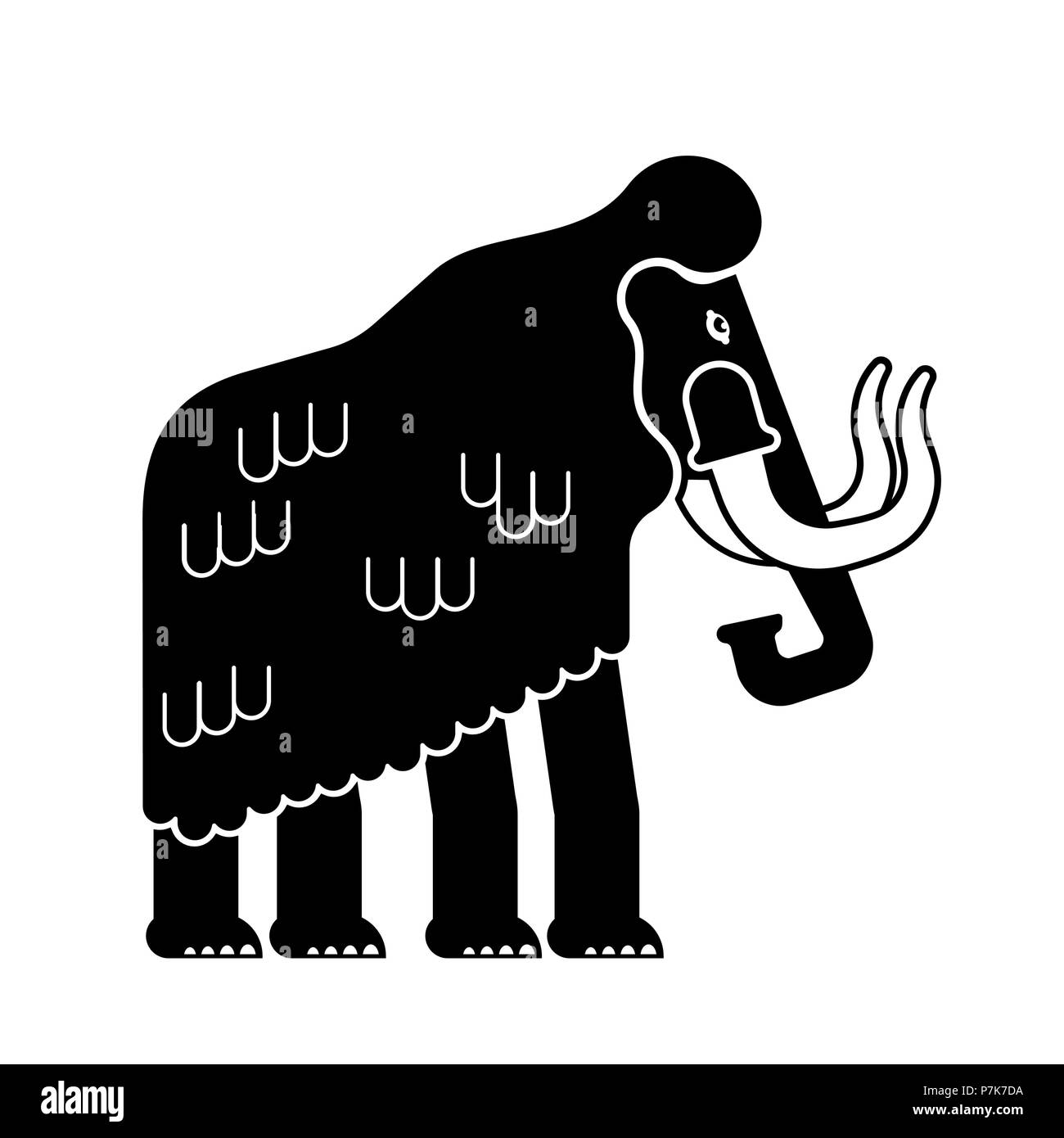 Mammoth isolato. Elefante preistorico su sfondo bianco. Gigante degli animali giurassico. Illustrazione Vettoriale Illustrazione Vettoriale