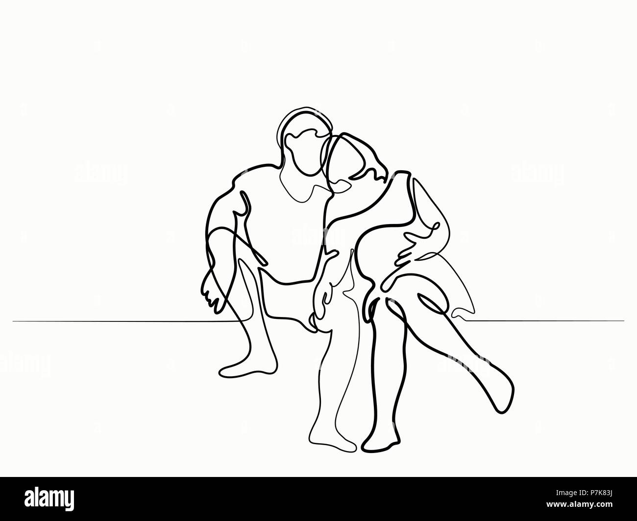 Donna incinta seduta con mio marito Illustrazione Vettoriale