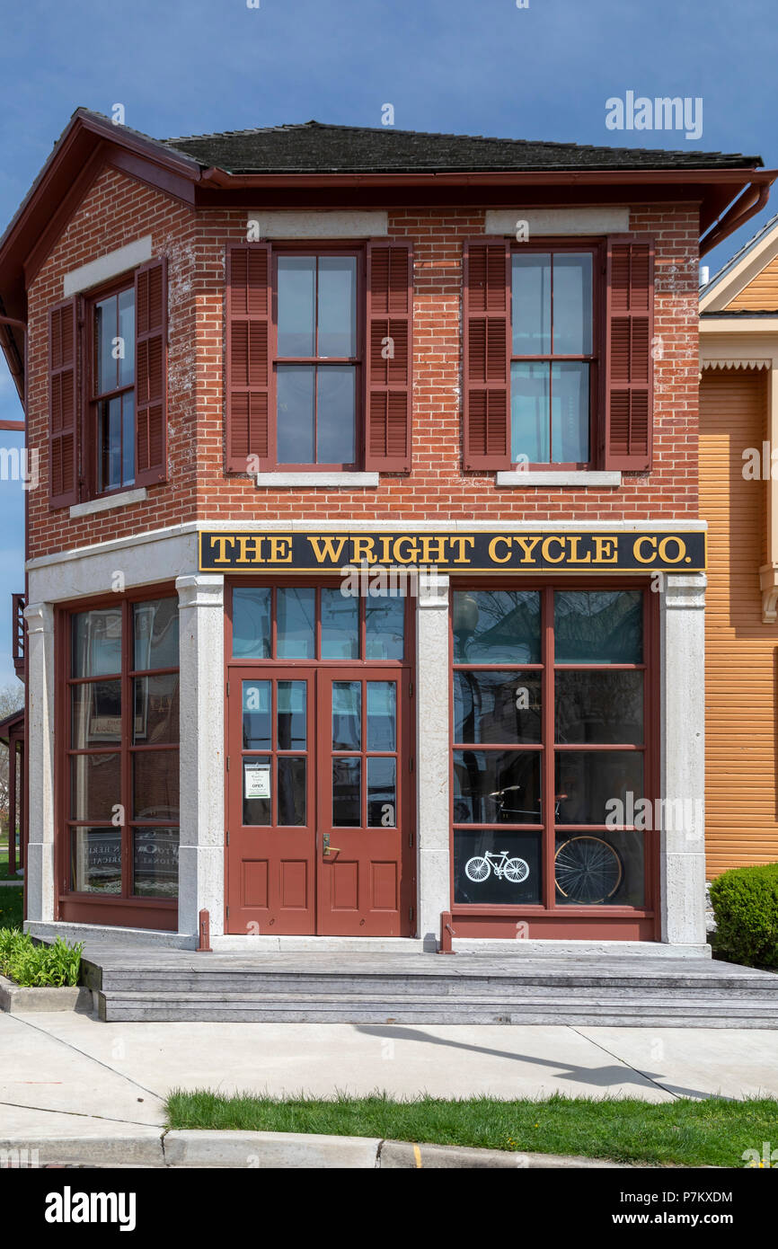 Gli accordi di Dayton, Ohio - Il Wright Cycle Co. a Dayton Aviation Heritage National Historical Park. Wilbur ed Orville Wright costruito il loro primo aereo di lei Foto Stock