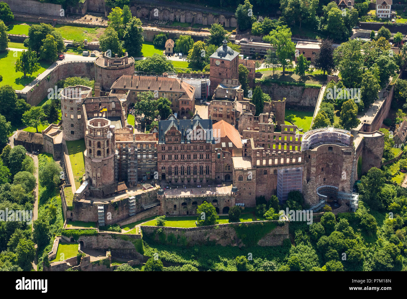 Castello di Heidelberg, Heidelberg le rovine del castello di Heidelberg, Baden-Wuerttemberg, Germania Foto Stock