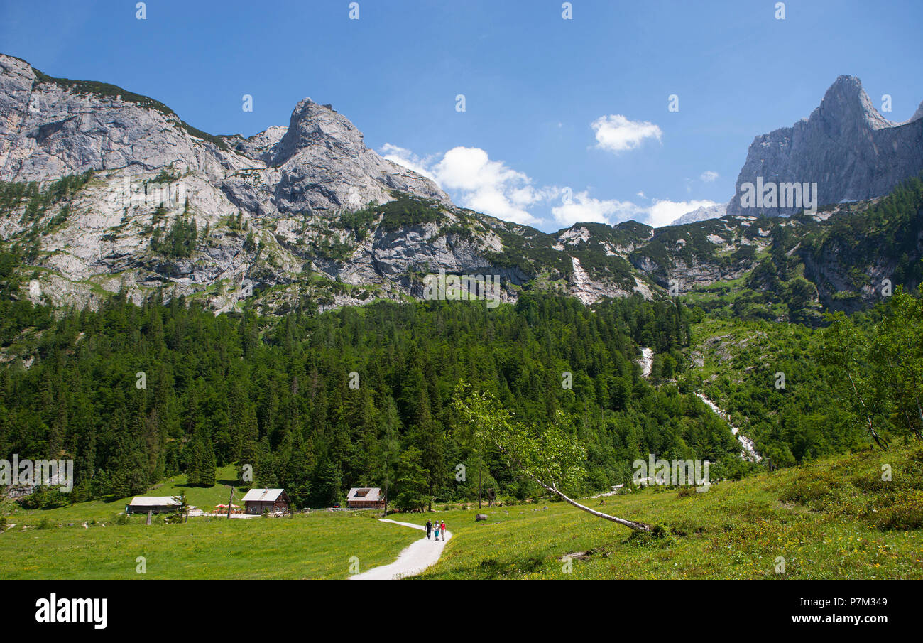 Austria, Austria superiore, regione del Salzkammergut, Gosau, Holzmeisteralm, massiccio Dachstein, Foto Stock
