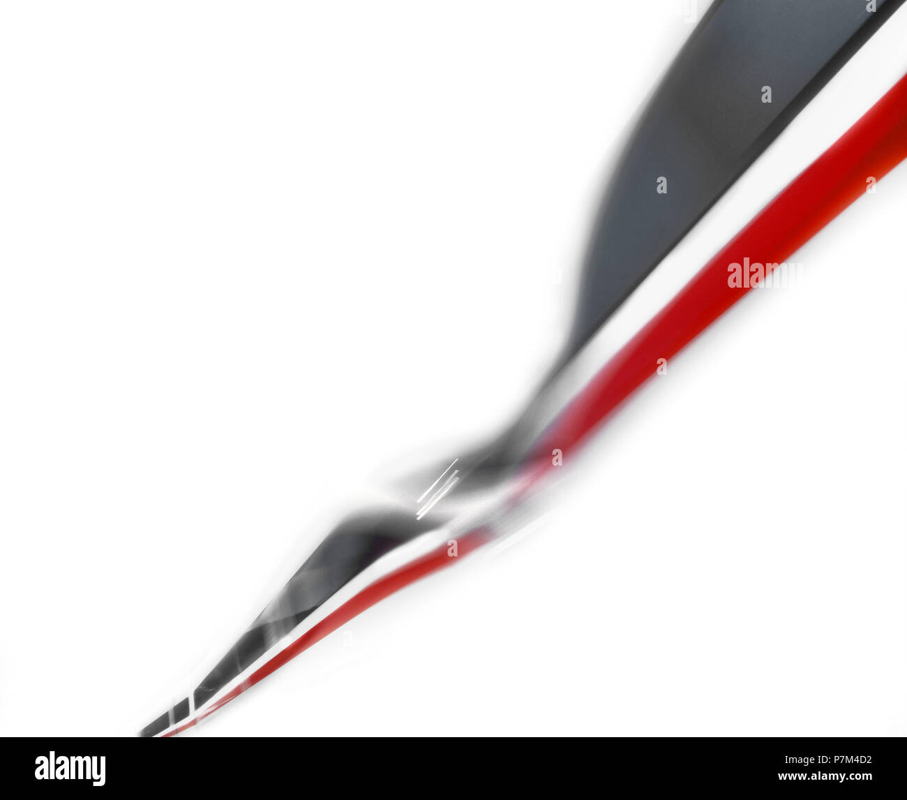Treno, red stripe, sfondo bianco, offuscata motion, alienato, [M], RailArt Foto Stock