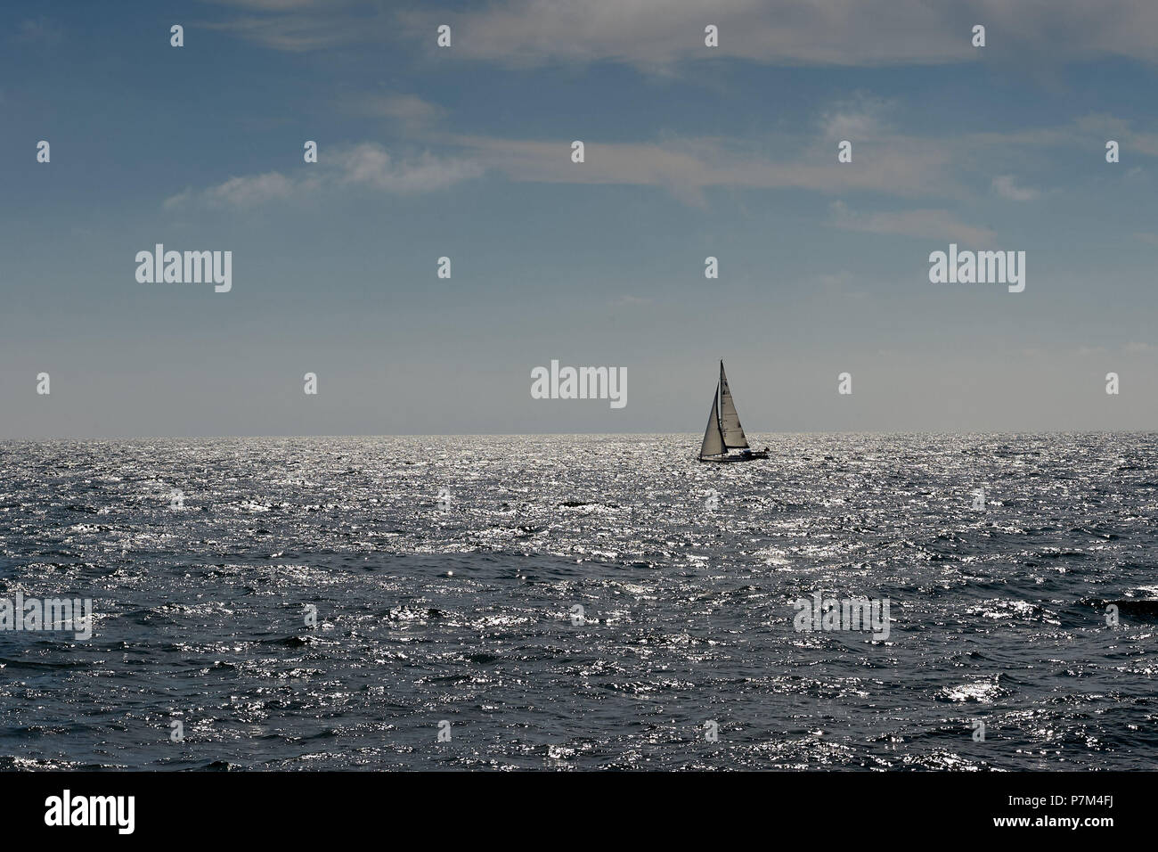 Rügen, Sassnitz, barca a vela, Mar Baltico Foto Stock