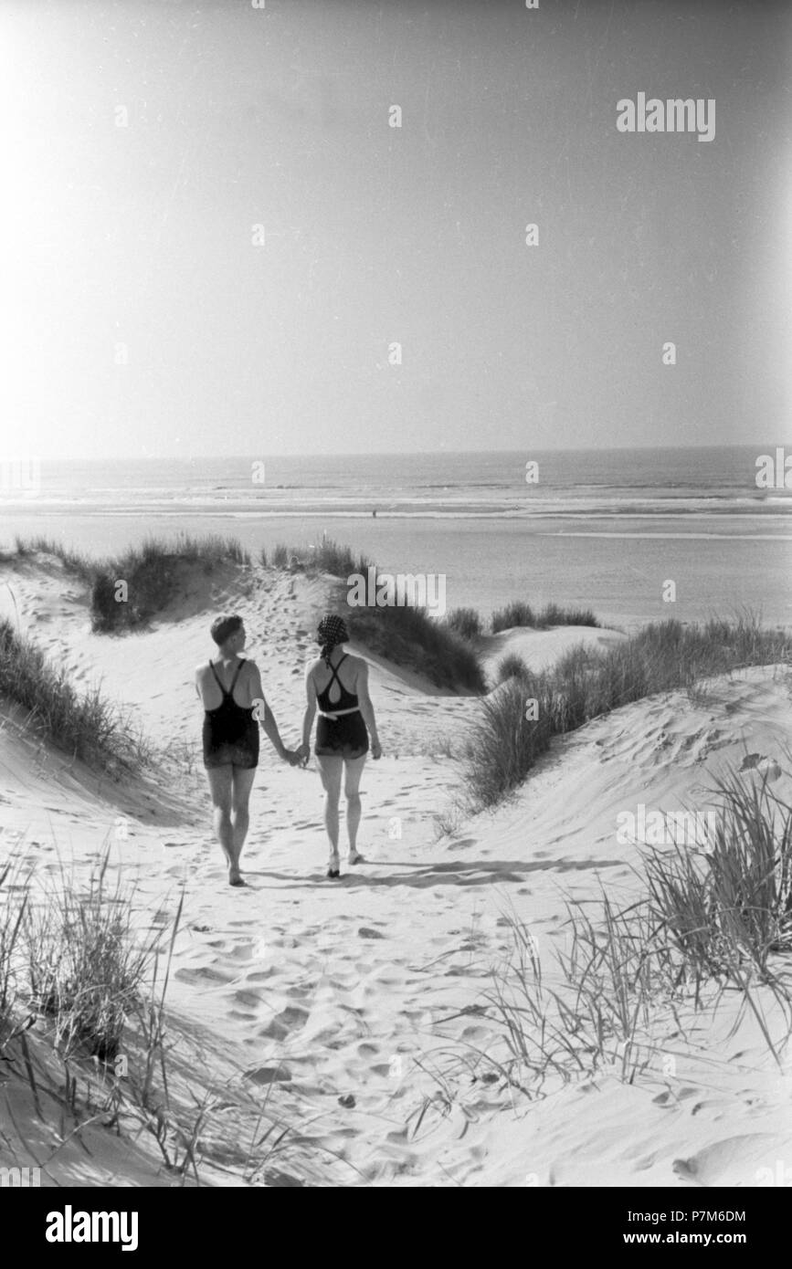 Vacanze estive sull'isola del Mare del Nord Juist, Germania 1930s. Foto Stock