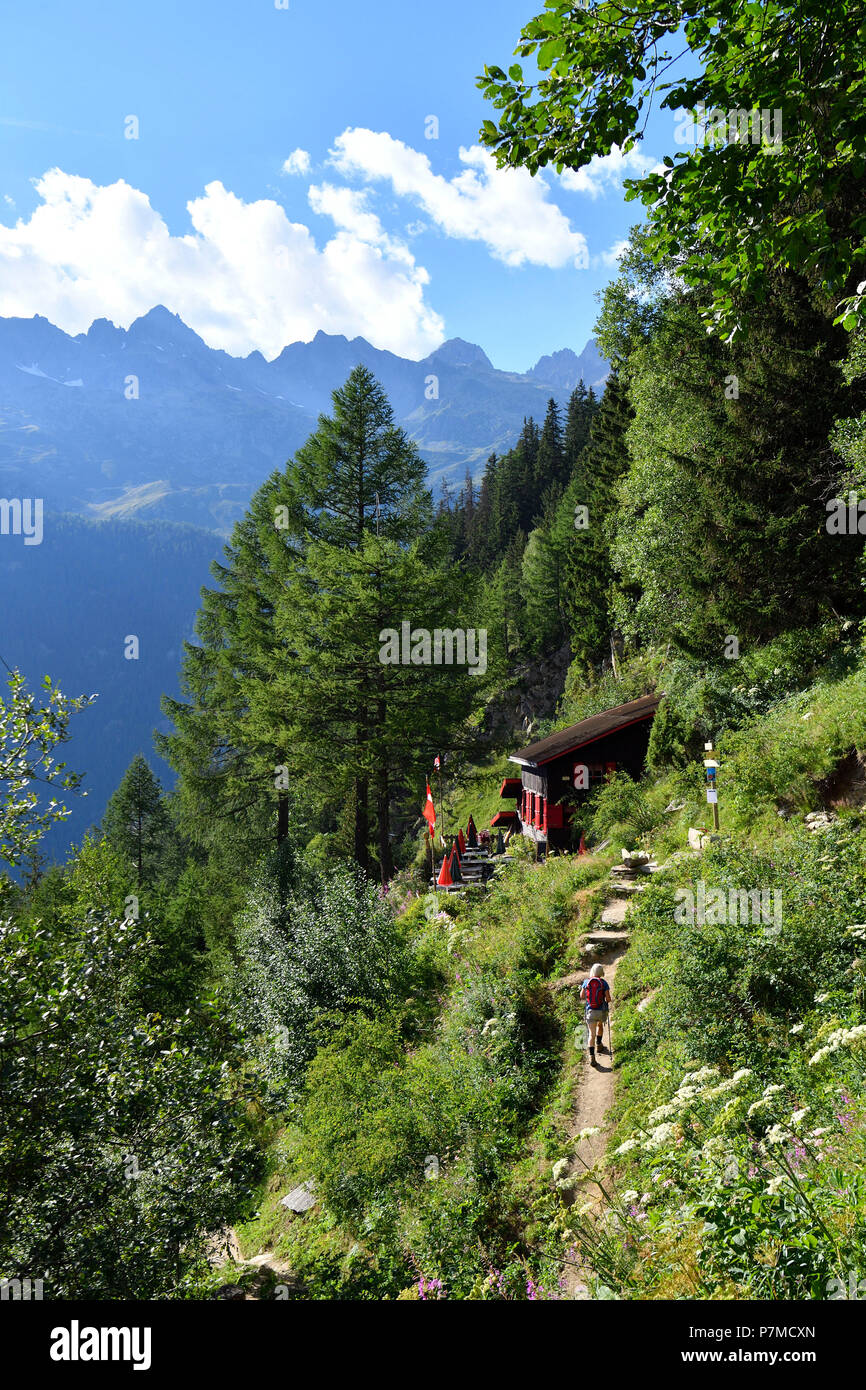 Francia, Haute Savoie, Chamonix Mont Blanc, Le Chapeau escursione Foto Stock