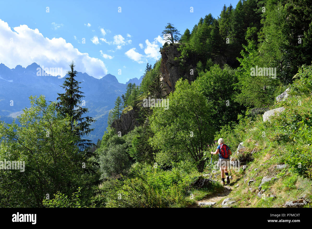 Francia, Haute Savoie, Chamonix Mont Blanc, Le Chapeau escursione Foto Stock