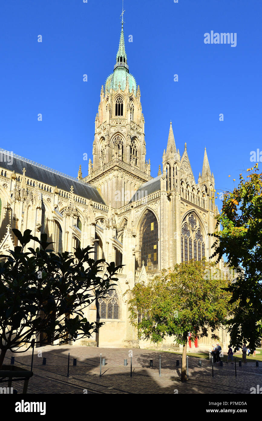 Francia, Calvados, Bayeux, la cattedrale di Notre Dame, datata XI al XV secolo Foto Stock