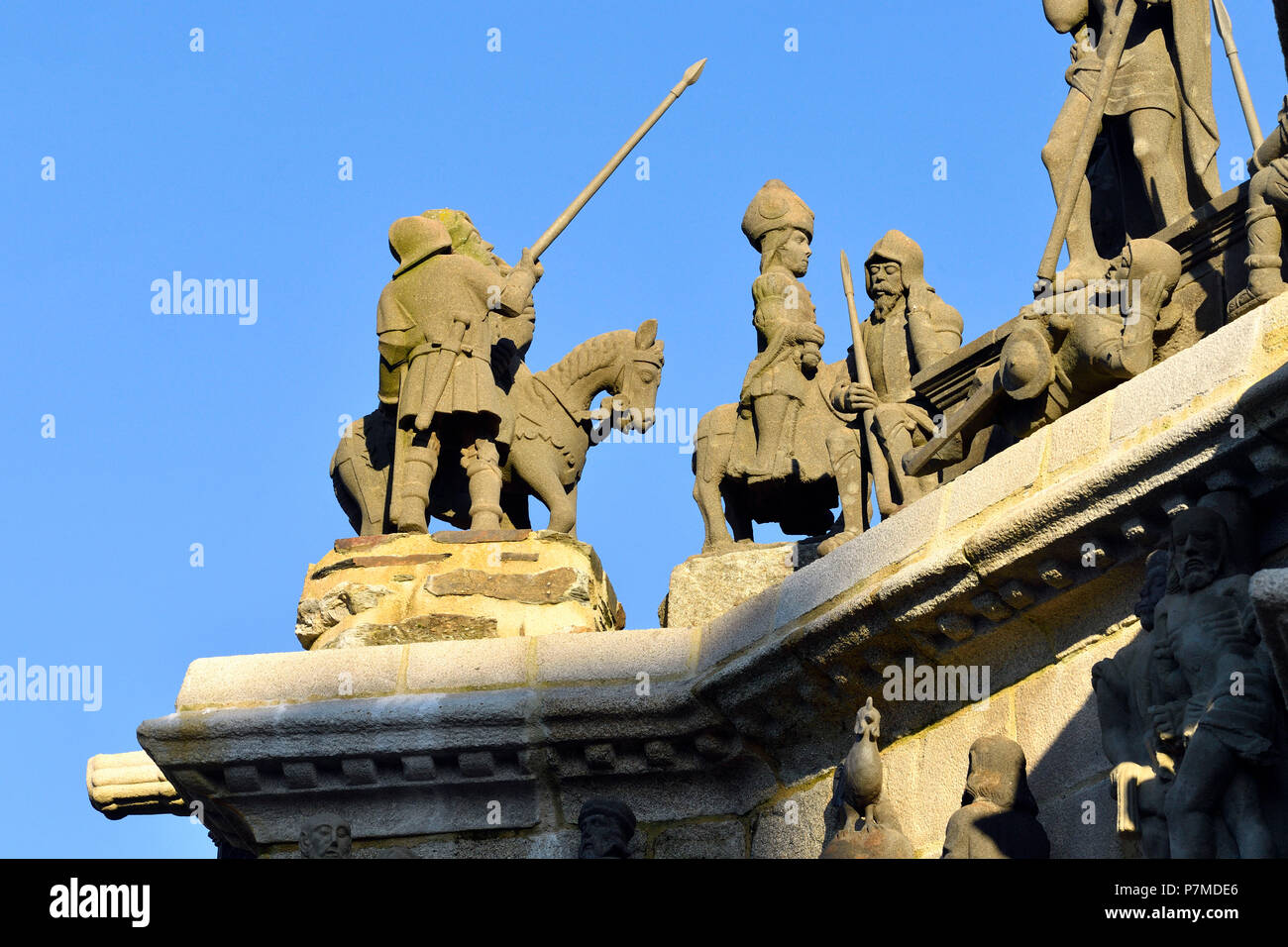 Francia, Finisterre, Pleyben, parrocchiali enclosure, il calvario Foto Stock