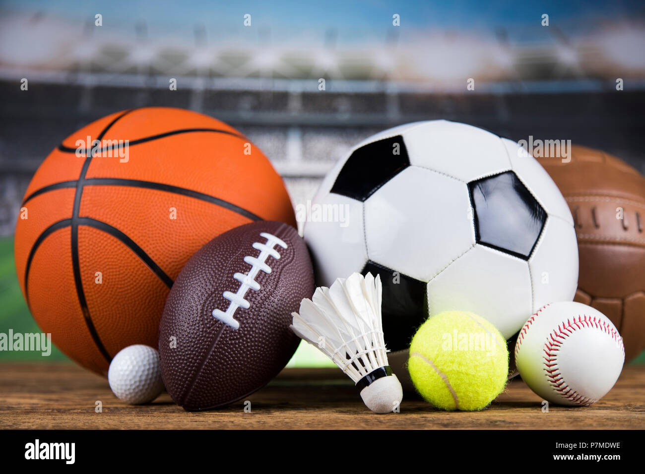 Un assortimento di attrezzature sportive Foto Stock