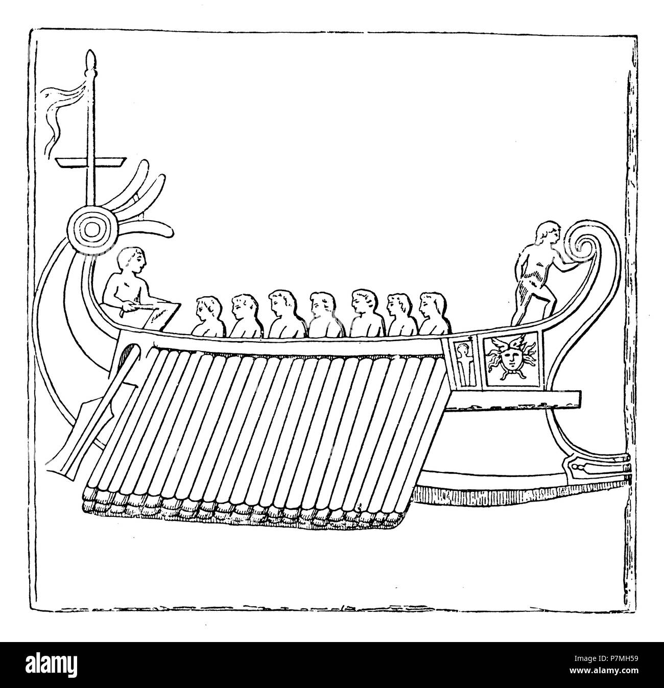 Il greco Trier (nave da guerra) con i rematori, 1902 Foto Stock