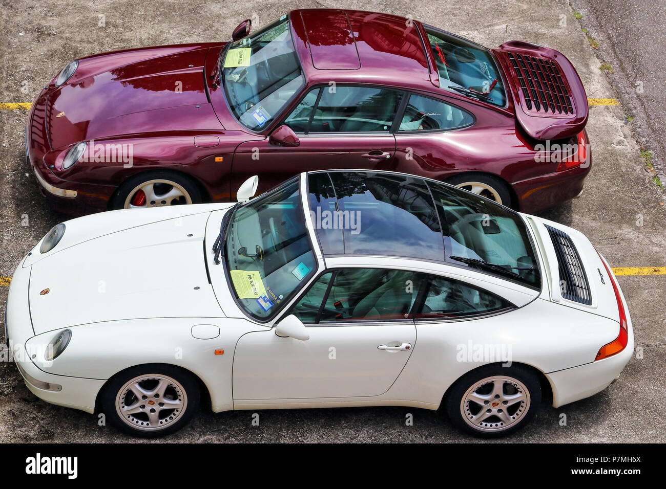 Porsche 993 Turbo e 993 Targa Foto Stock