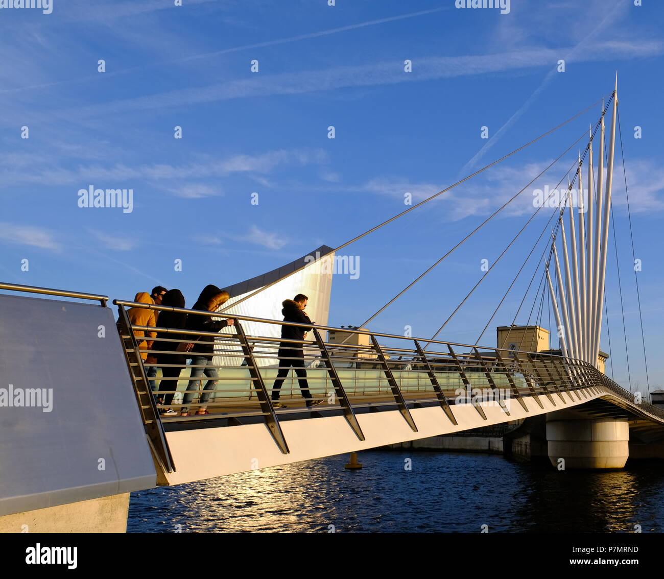 Media City passerella in Salford Quays. Foto Stock