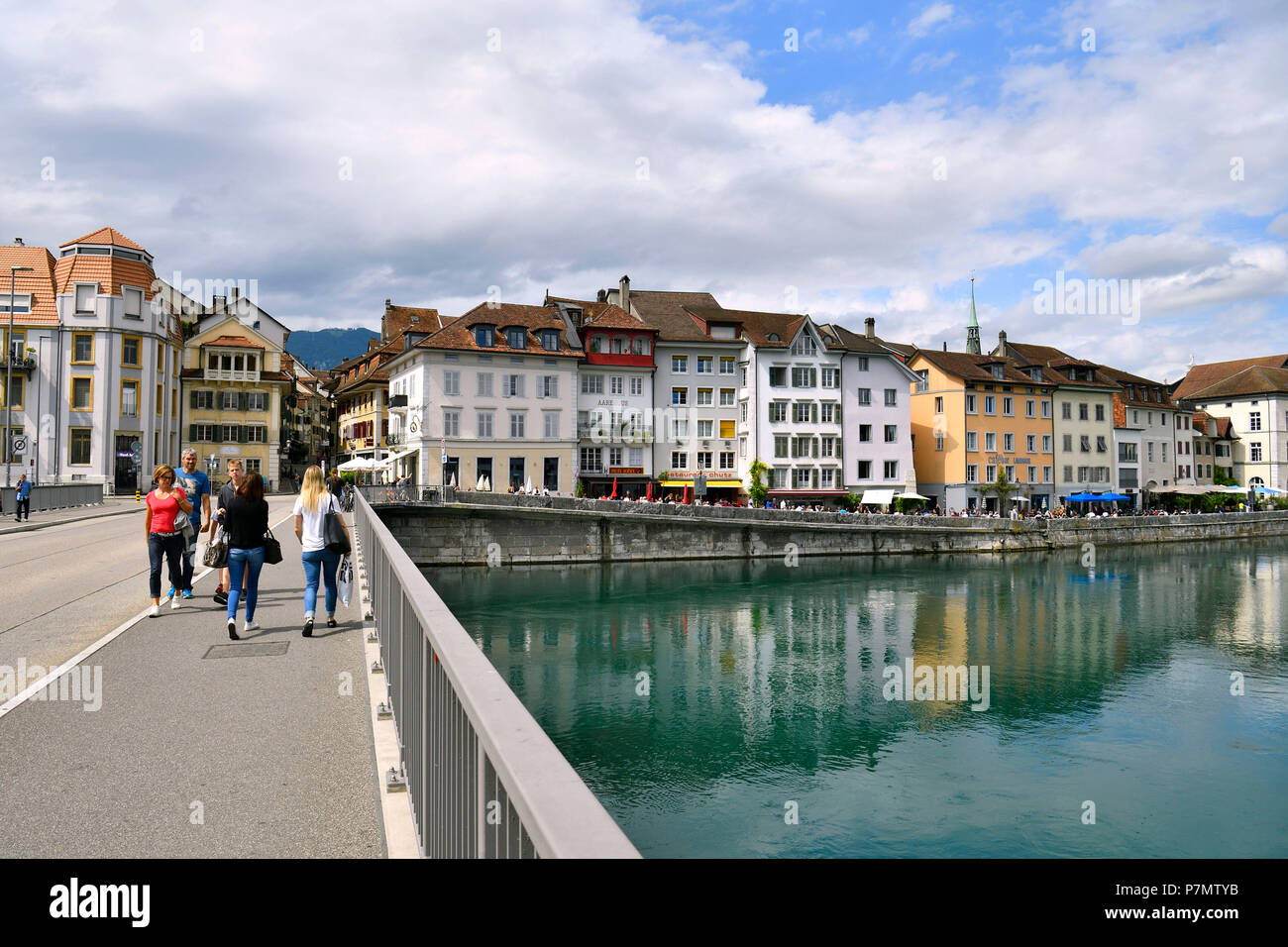 La Svizzera, Soletta, Landhausquai, del fiume Aare, quartiere storico Foto Stock