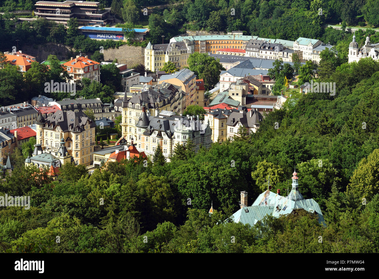 Repubblica ceca, Boemia occidentale, la storica città vecchia di Karlsbad, Karlovy Vary Foto Stock