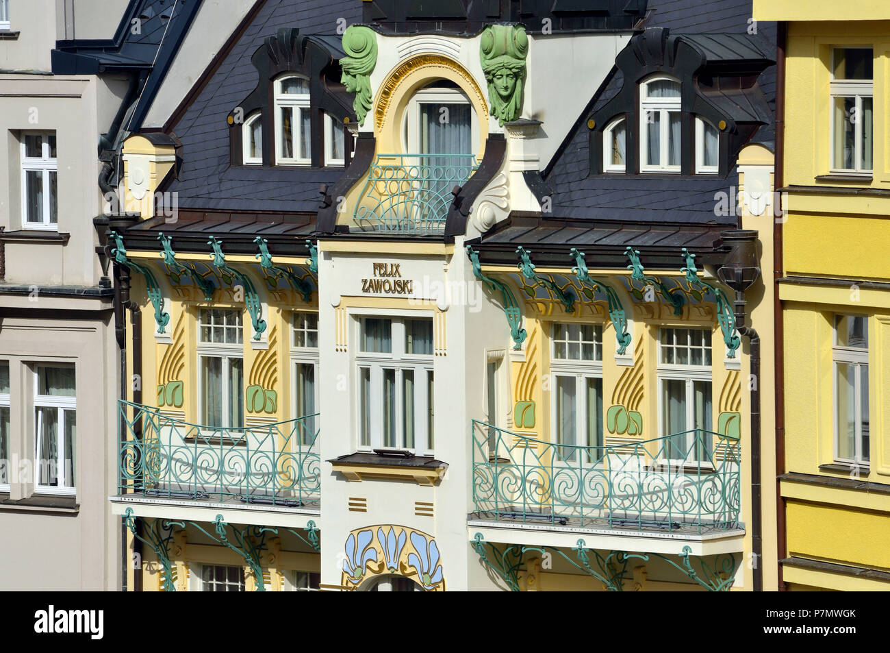 Repubblica ceca, Boemia occidentale, la storica città vecchia di Karlsbad, Karlovy Vary Foto Stock