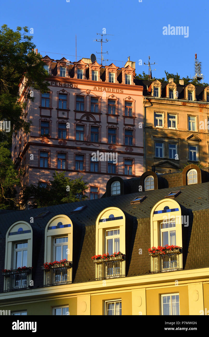 Repubblica ceca, Boemia occidentale, la storica città vecchia di Karlsbad, Karlovy Vary Foto Stock