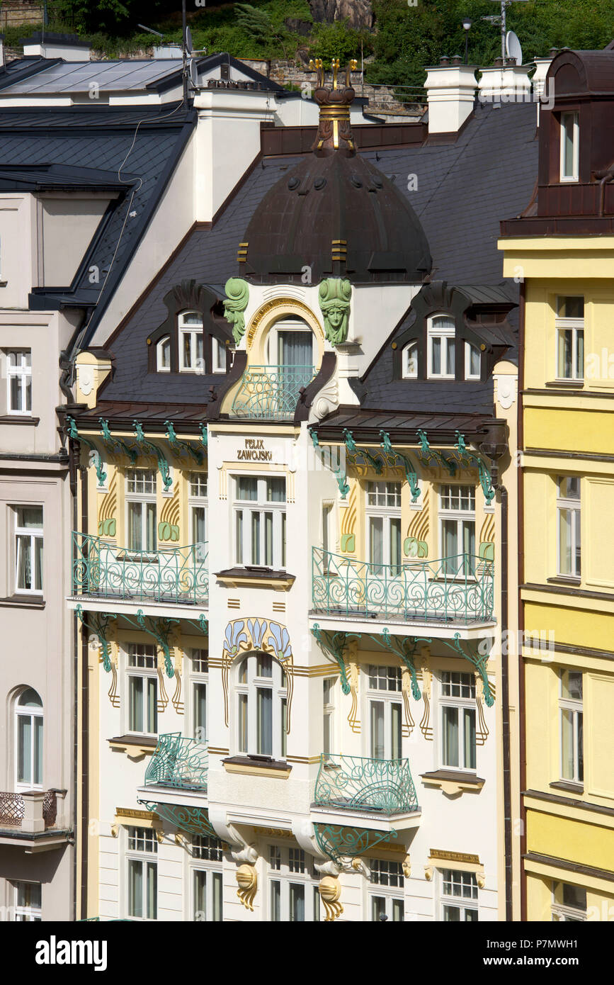 Repubblica ceca, Boemia occidentale, la storica città vecchia di Karlsbad, Karlovy Vary Foto Stock