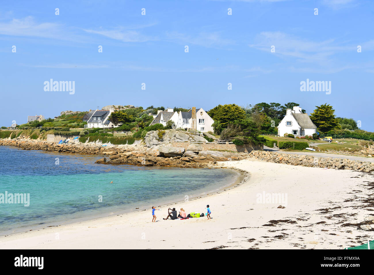 Francia, Finisterre, Iroise mare, Legendes Costa, Landunvez, Penfoul beach Foto Stock
