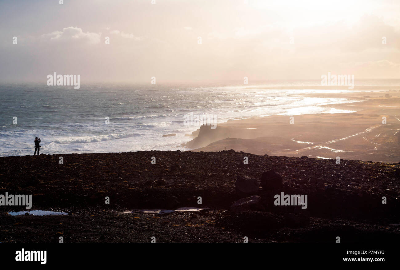 Islanda costa meridionale durante il tramonto Foto Stock