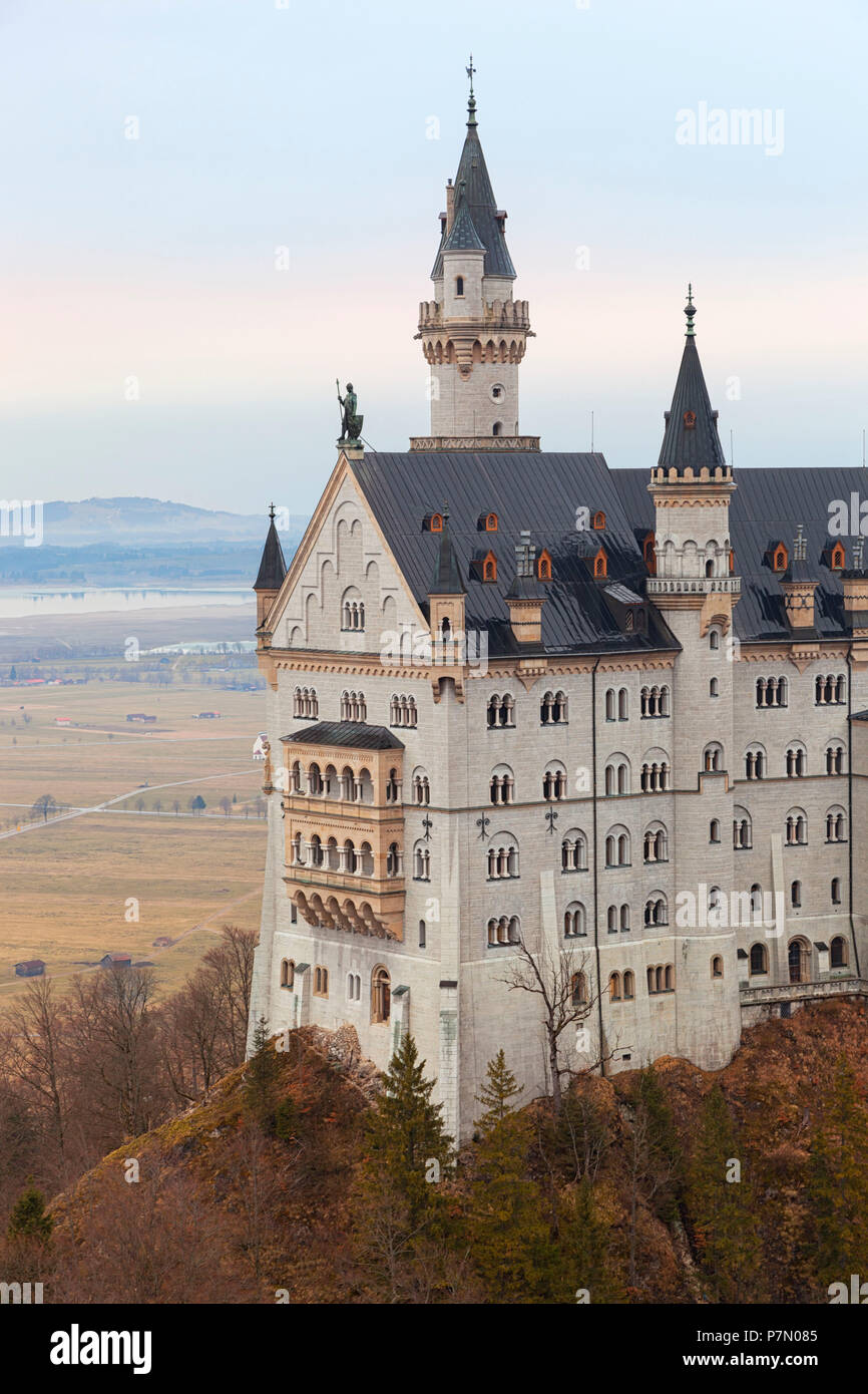 Il Castello di Neuschwanstein, Schwangau, Ostallgäu, Schwaben district, Baviera, Germania, Europa Foto Stock