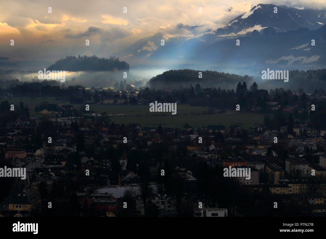 Vista dalla Fortezza Hohensalzburg di Salisburgo, Austria Foto Stock