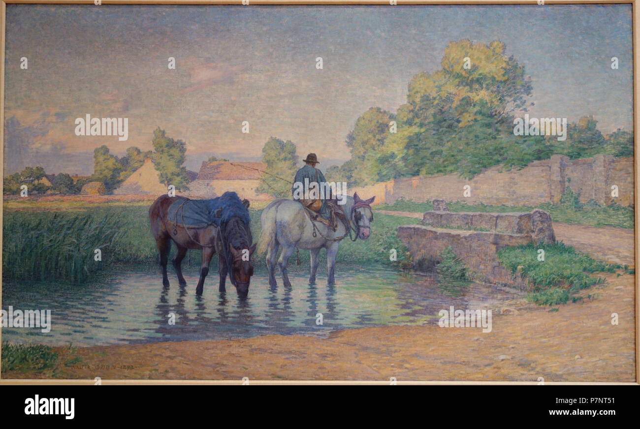 Inglese: mostra a Chazen Museum of Art, University of Wisconsin-Madison, Madison, Wisconsin, Stati Uniti d'America. Questa illustrazione è vecchio abbastanza per fare in modo che esso sia in . La fotografia è stata ammessa nel museo senza restrizione. 21 Luglio 2013 13:48:04 341 di scena a Fleury, Francia, di Walter Griffin, 1893, olio su tela - Chazen Museum of Art - DSC02251 Foto Stock