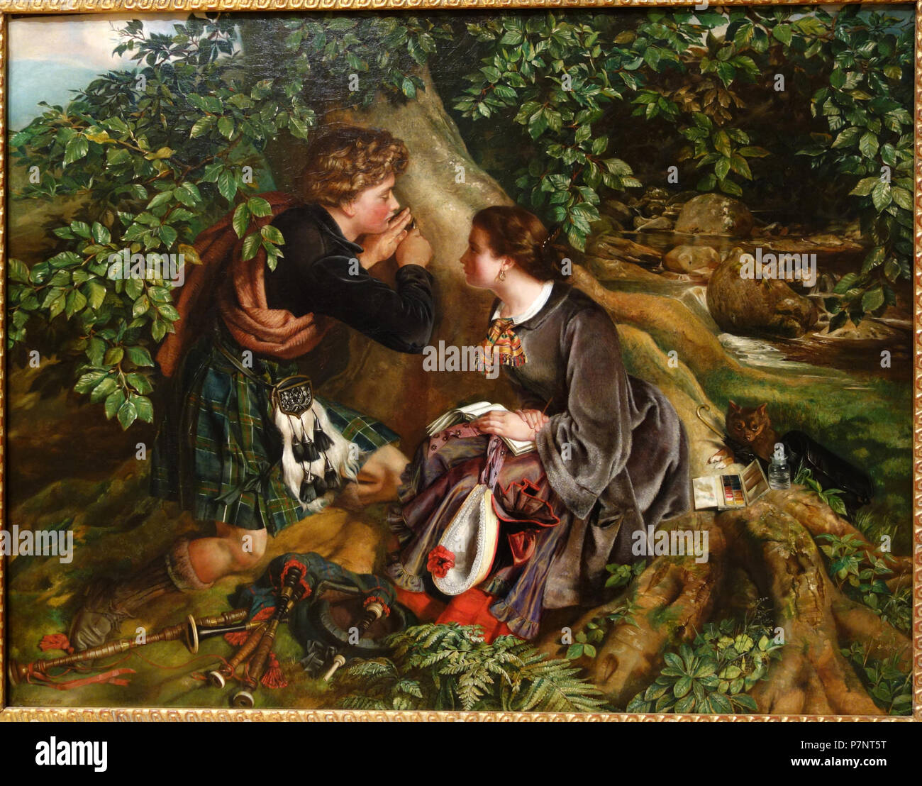 Inglese: mostra a Chazen Museum of Art, University of Wisconsin-Madison, Madison, Wisconsin, Stati Uniti d'America. Questa illustrazione è vecchio abbastanza per fare in modo che esso sia in . La fotografia è stata ammessa nel museo senza restrizione. 21 Luglio 2013 13:59:59 343 Gli amanti scozzese di Daniel Maclise, 1863, olio su tela - Chazen Museum of Art - DSC02365 Foto Stock