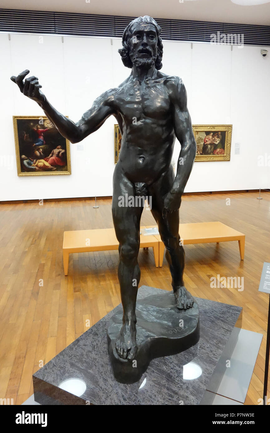 Inglese: Pittura nel Museo Nazionale di Arte Occidentale, Tokyo, Giappone. Questa illustrazione è in quanto l'artista morì più di 70 anni fa. La fotografia è stata ammessa nel museo senza restrizione. Il 6 settembre 2013, 21:06:47 339 San Giovanni Battista la predicazione di Auguste Rodin, 1880, bronzo - Museo Nazionale di Arte Occidentale di Tokyo - DSC08085 Foto Stock