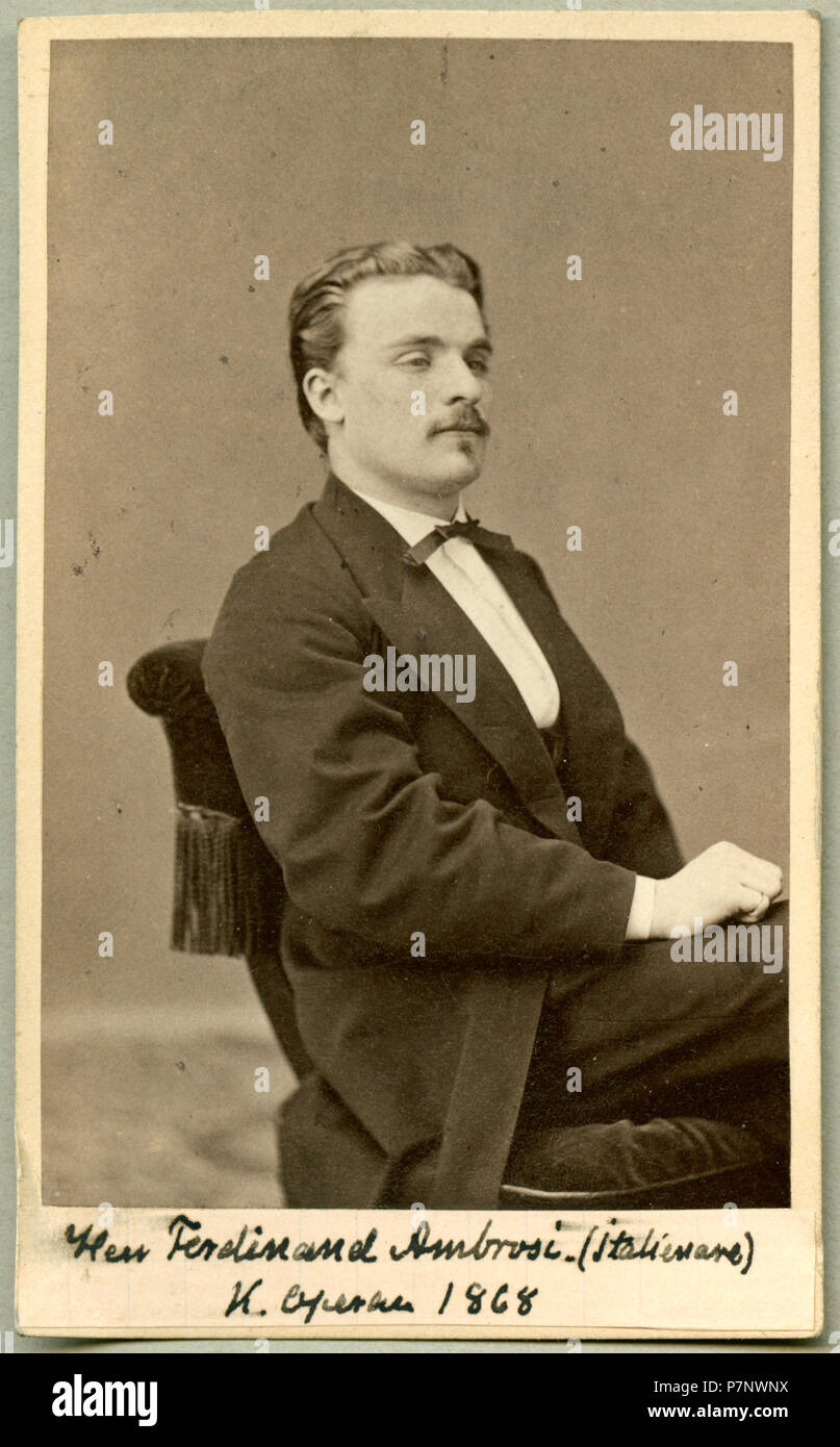 Ferdinando (Ferdinando) Ambrosi, italiensk operasångare, Kungliga Operan 1868 157 Ferdinando Ambrosi, porträtt - SMV - H1 039 Foto Stock
