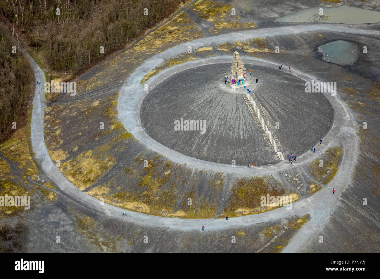 Halde Rhein-Elbe con il cielo scale, sky scaletta, opera d'arte da Herman Prigann, Gelsenkirchen, zona della Ruhr Foto Stock